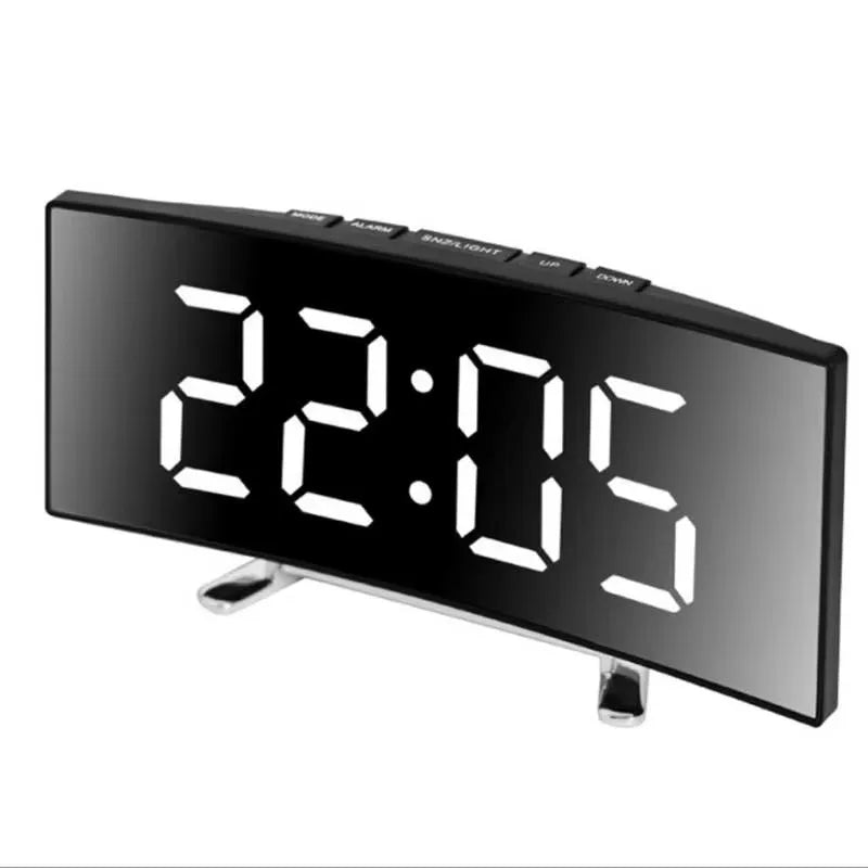 Thermabuild | Curved LED Mirror Alarm Clock for Modern Spaces