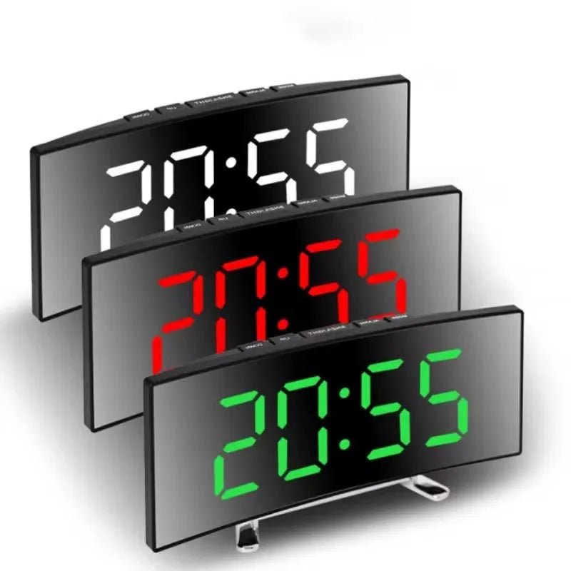 Thermabuild | Curved LED Mirror Alarm Clock for Modern Spaces