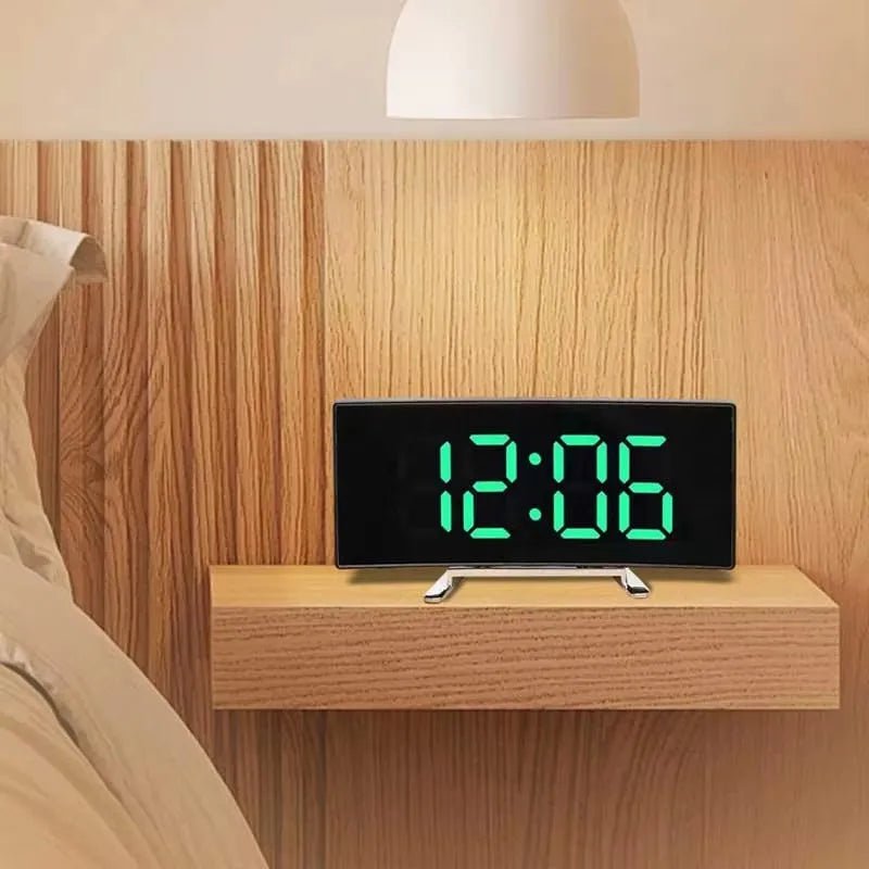 Thermabuild | Curved LED Mirror Alarm Clock for Modern Spaces
