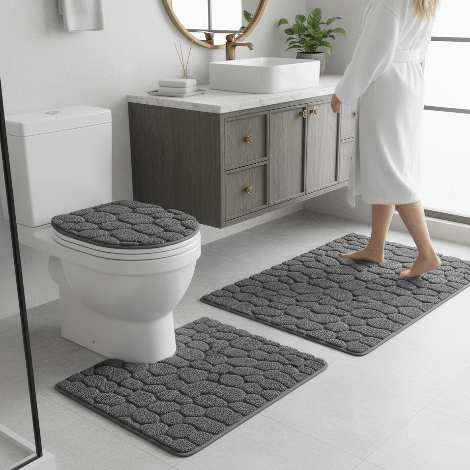 Thermabuild | 3-Piece Non-Slip Bathroom Mat Set with Comfort & Style