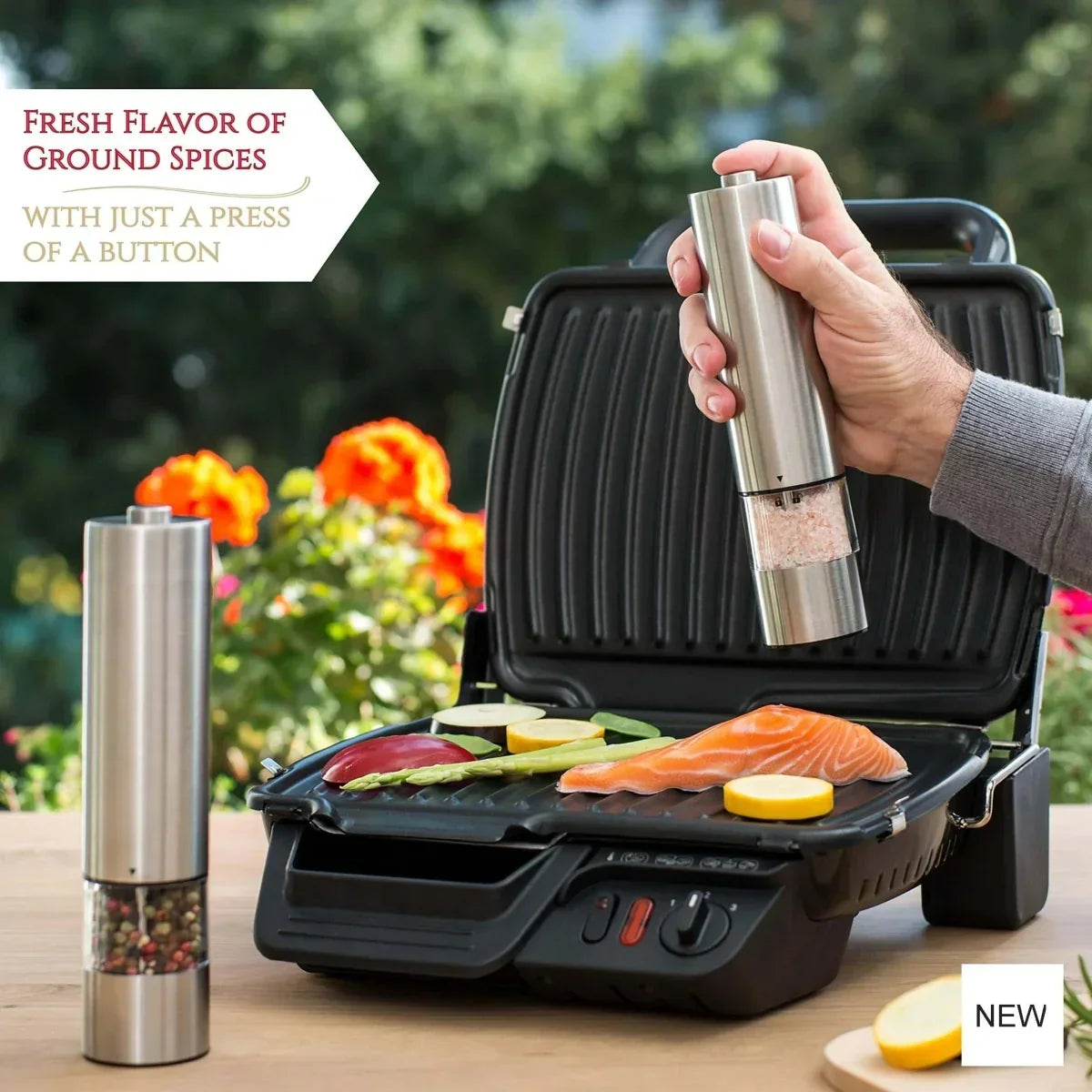 Thermabuild | Electric Salt and Pepper Grinder Set with One-Handed Operation and Built-In Light