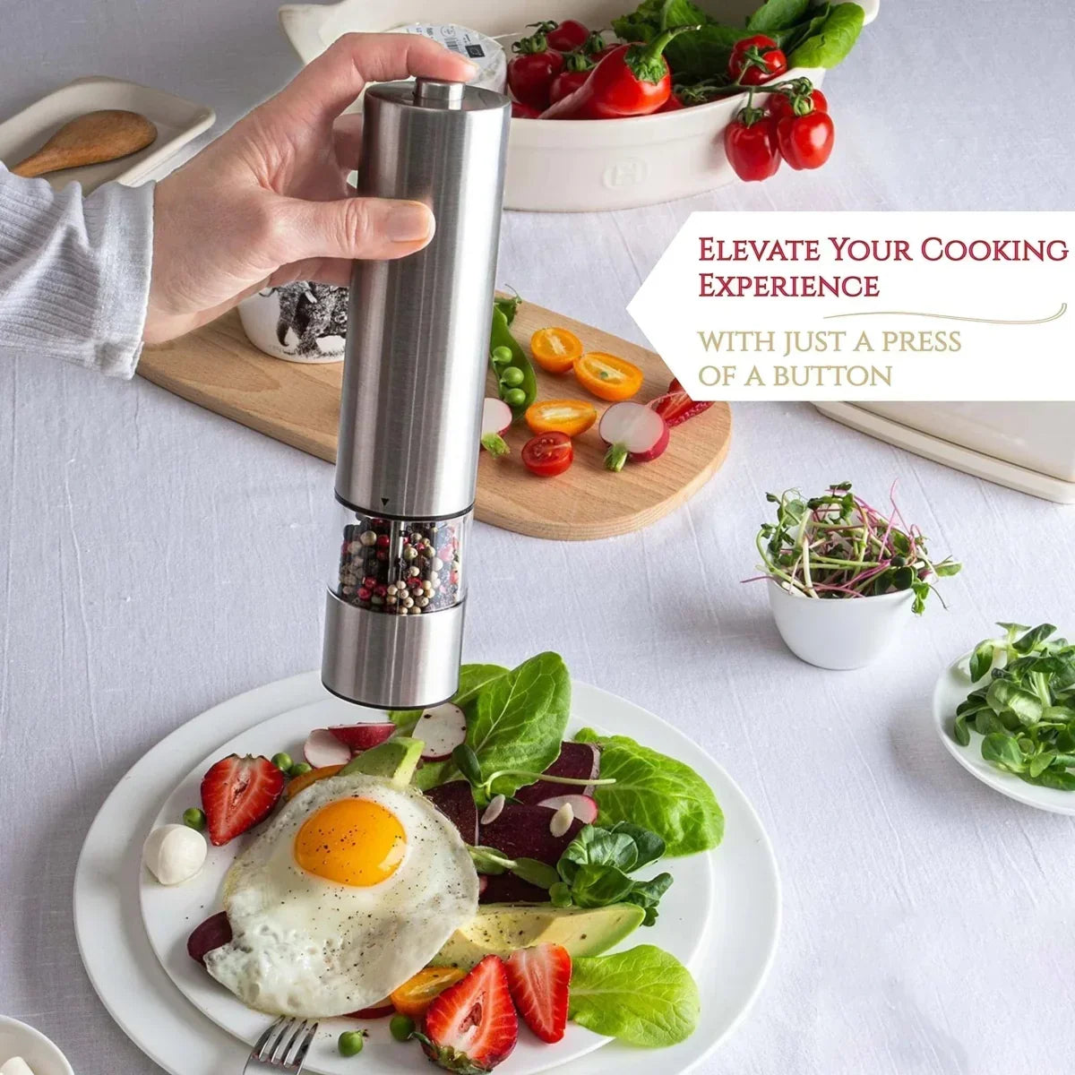 Thermabuild | Electric Salt and Pepper Grinder Set with One-Handed Operation and Built-In Light
