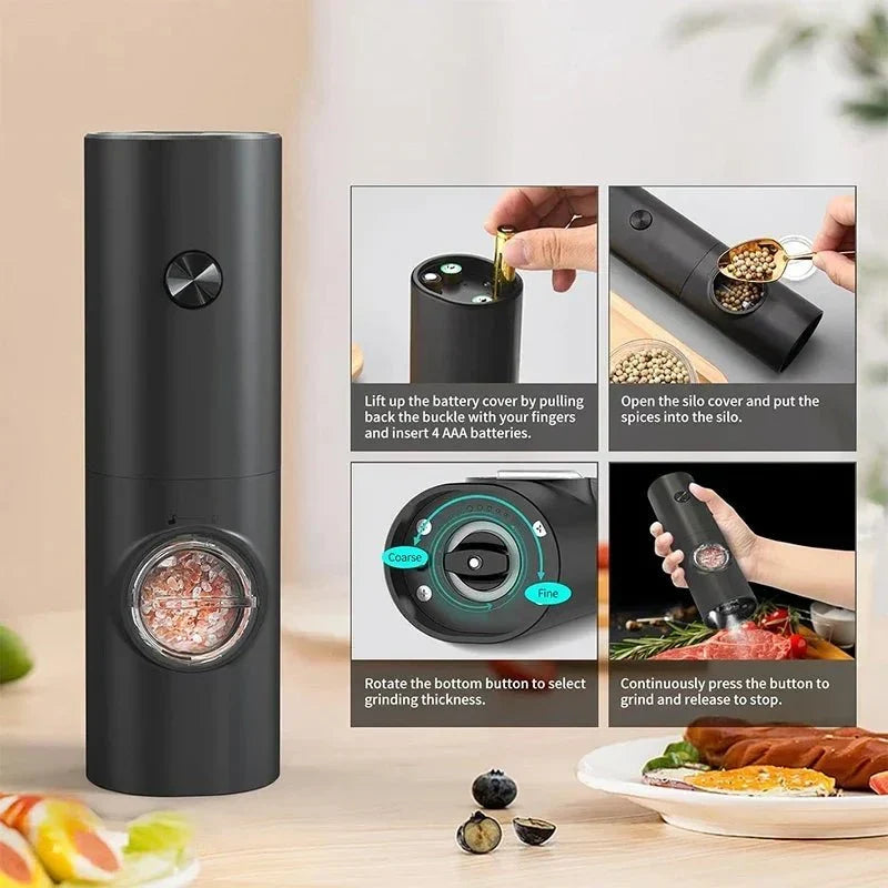 Thermabuild | Electric Salt and Pepper Grinder Set with Adjustable Coarseness
