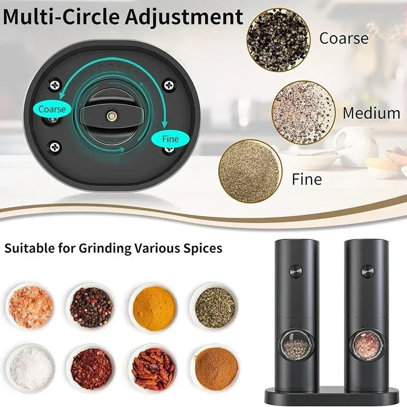 Thermabuild | Electric Salt and Pepper Grinder Set with Adjustable Coarseness
