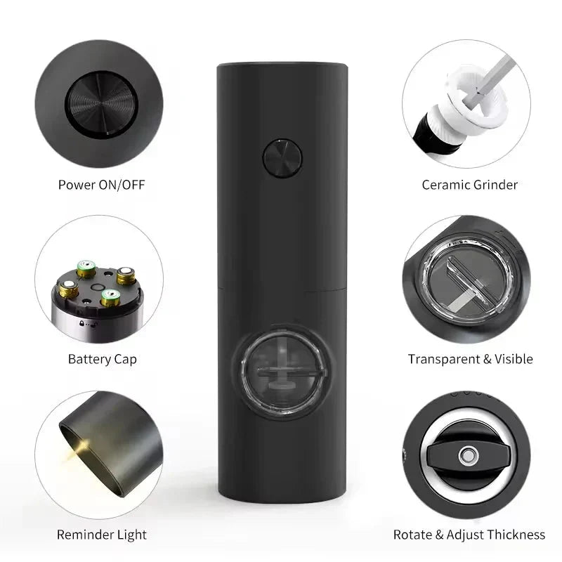 Thermabuild | Electric Salt and Pepper Grinder Set with LED Light and Adjustable Thickness