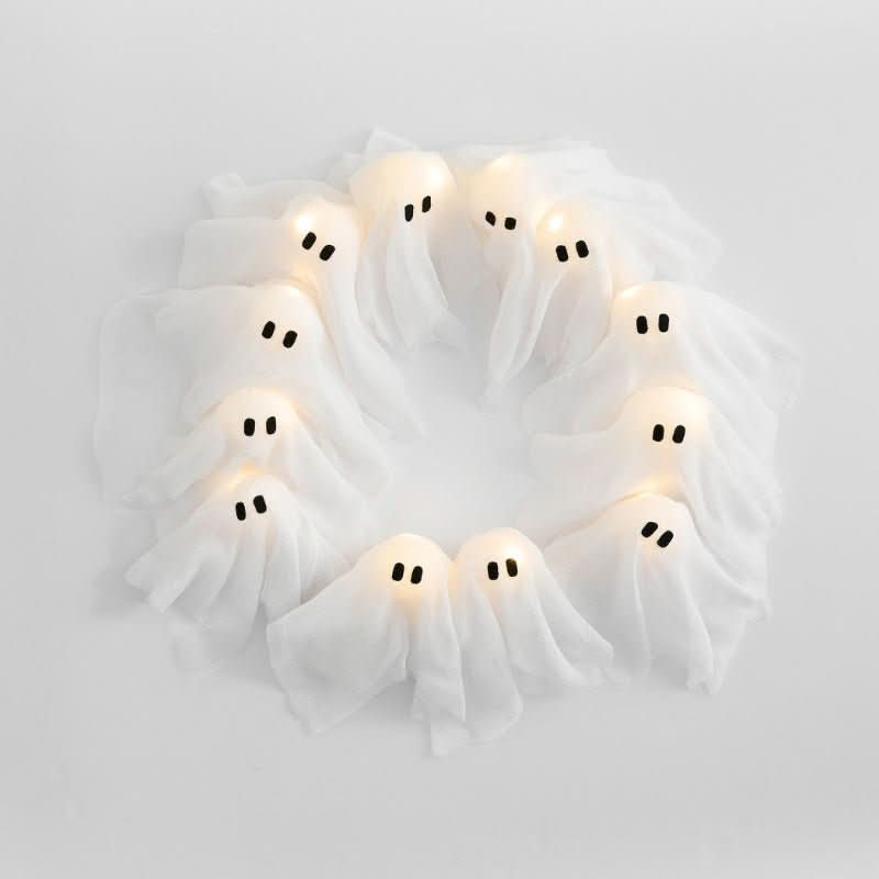 Thermabuild | LED Ghost Wreath with 12 Illuminated Spirits
