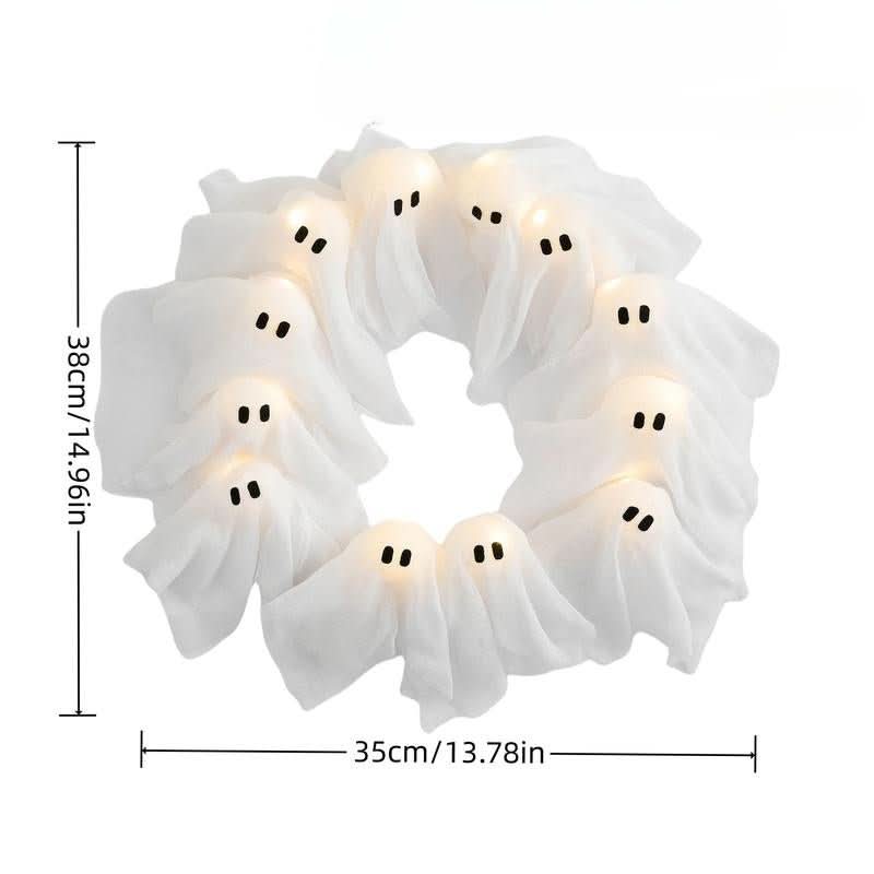 Thermabuild | LED Ghost Wreath with 12 Illuminated Spirits