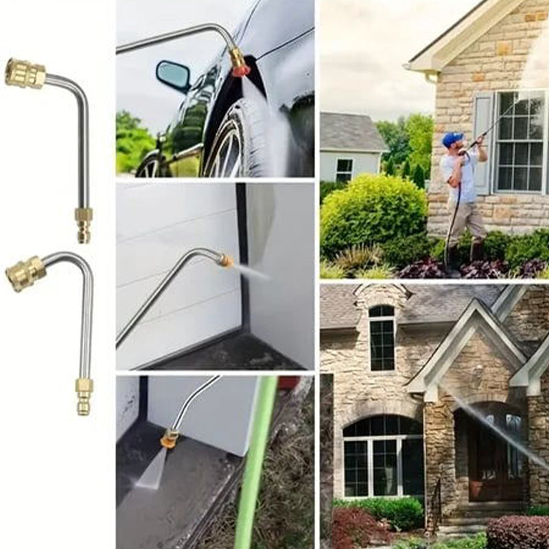Thermabuild | High Pressure Washer Wand Extension Set 4000 PSI - Stainless Steel Power Cleaning Rod with 6 Spray Nozzles and Curved Gutter Attachment