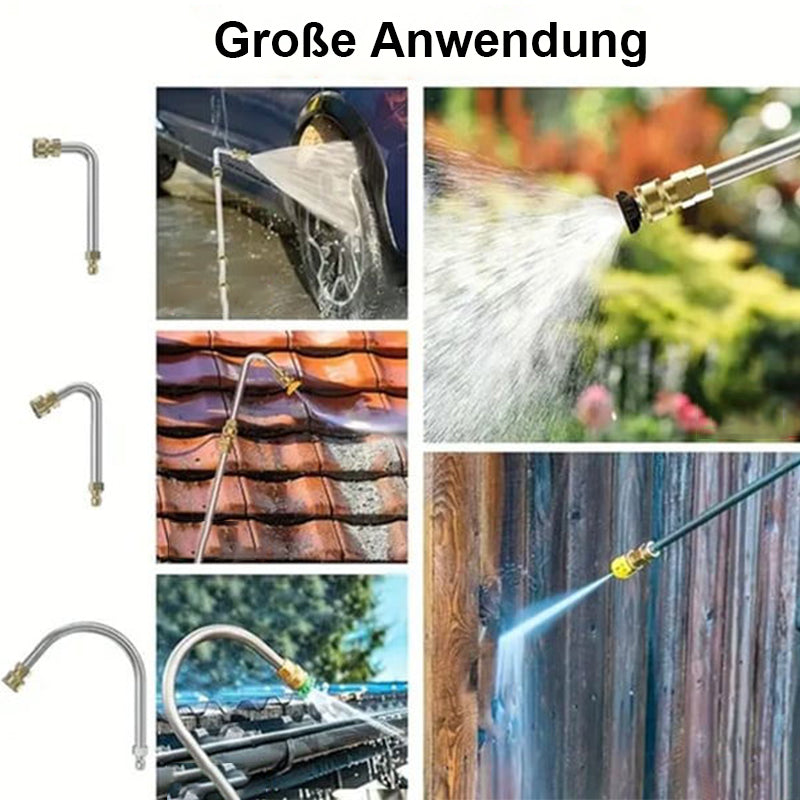 Thermabuild | High Pressure Washer Wand Extension Set 4000 PSI - Stainless Steel Power Cleaning Rod with 6 Spray Nozzles and Curved Gutter Attachment