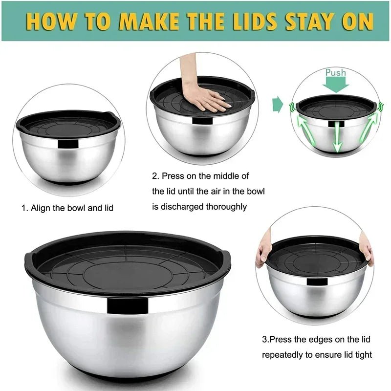 Thermabuild | Stainless Steel Mixing Bowl with Non-Slip Silicone Bottoms