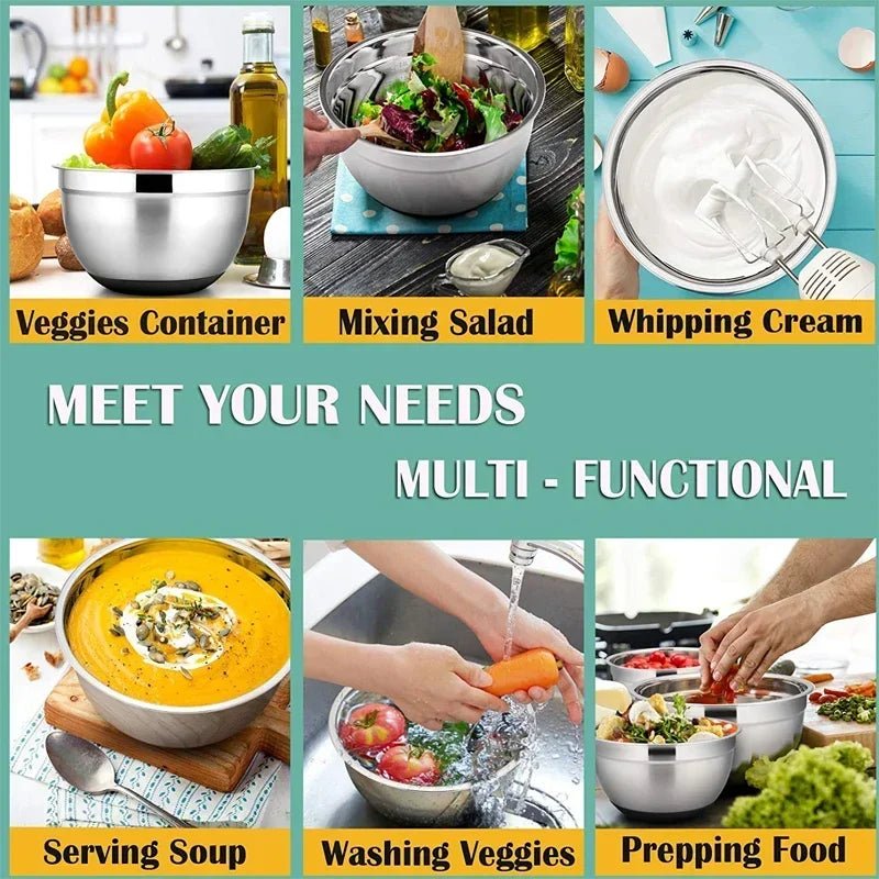 Thermabuild | Stainless Steel Mixing Bowl with Non-Slip Silicone Bottoms
