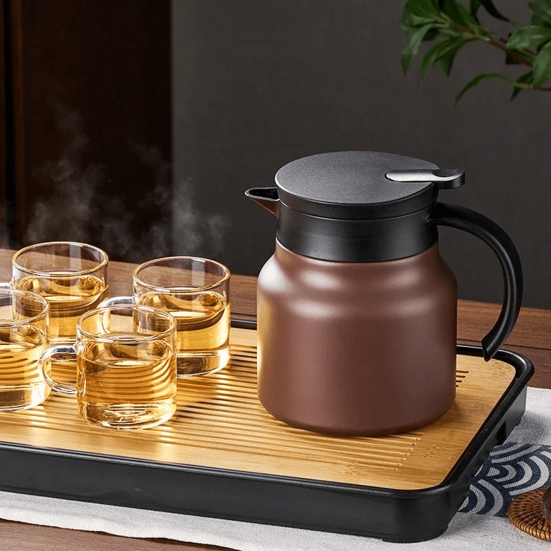 Thermabuild | Insulated Teapot with Stainless Steel & Ceramic Strainer for Hot or Cold Tea
