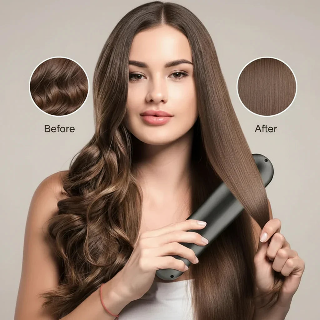 Thermabuild | Wireless Hair Straightening Brush for Smooth, Frizz-Free Styling