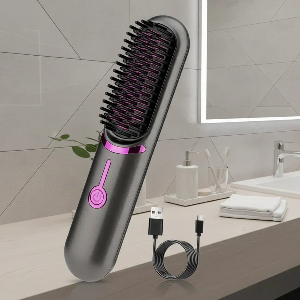 Thermabuild | Wireless Hair Straightening Brush for Smooth, Frizz-Free Styling
