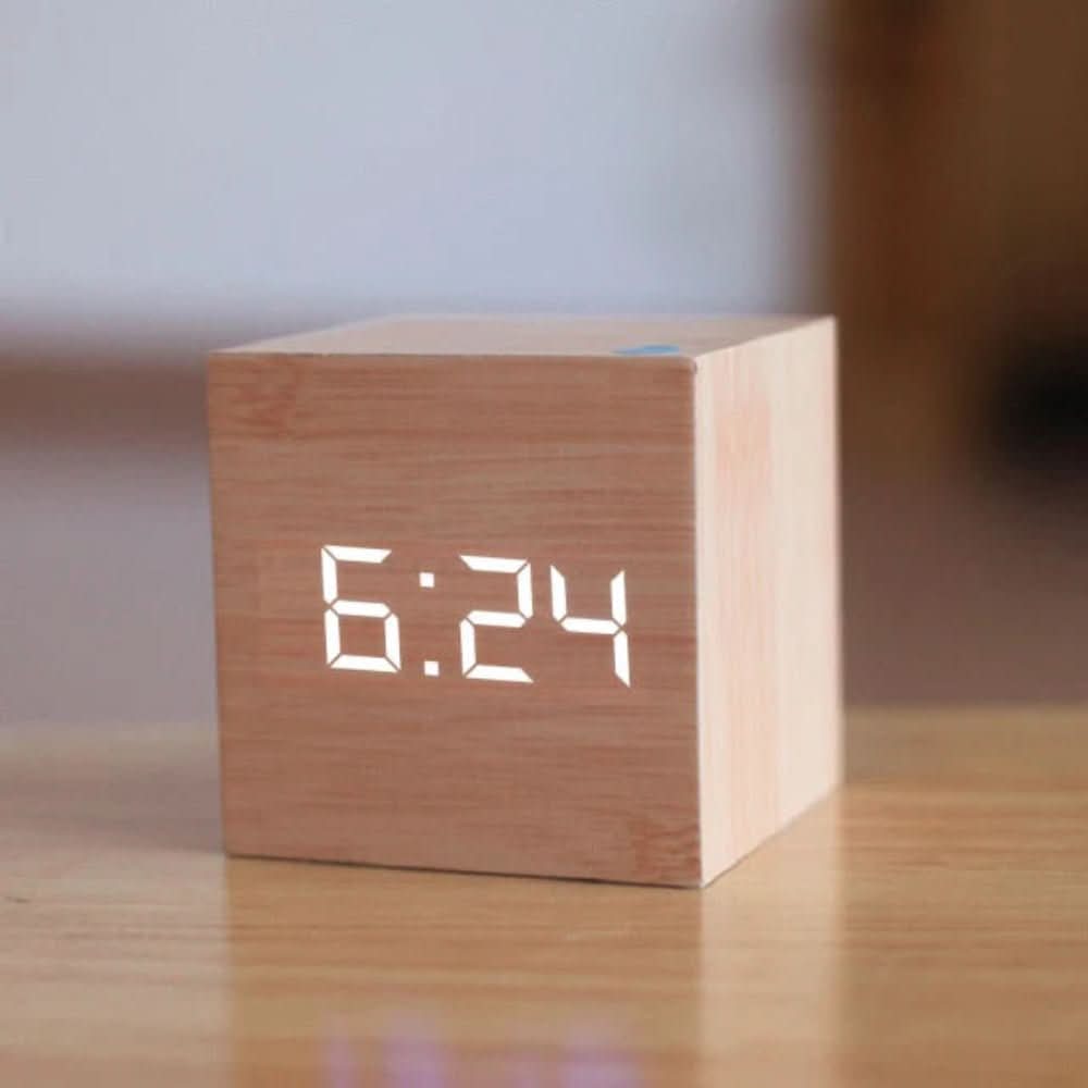 Thermabuild | Minimalist LED Alarm Clock with Time, Date & Temperature Display