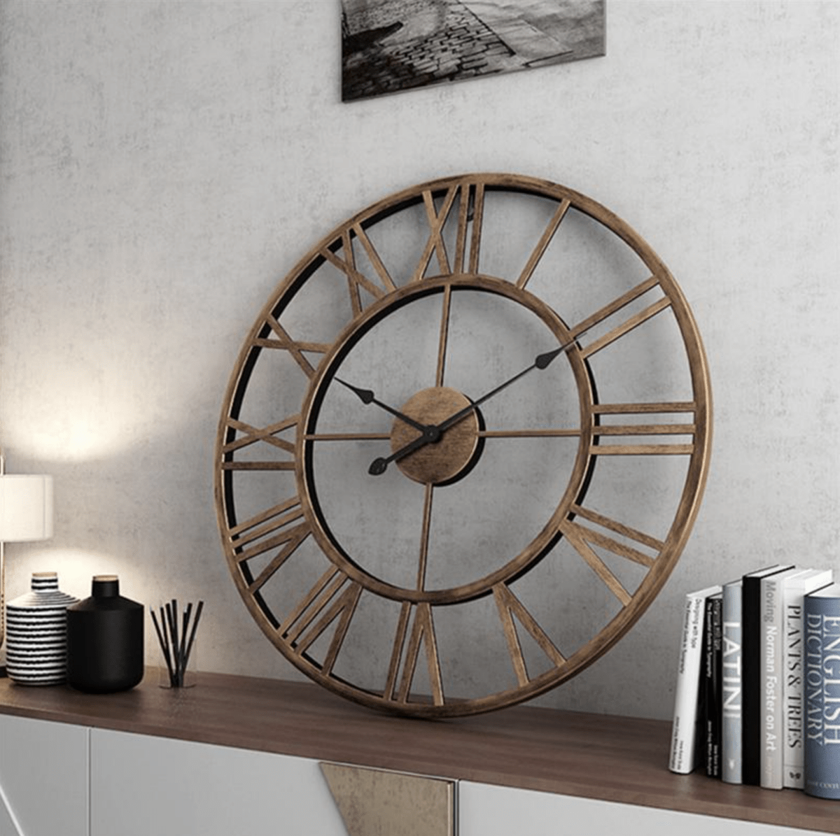 Thermabuild | Skeleton Wall Clock with Silent Non-Ticking Mechanism