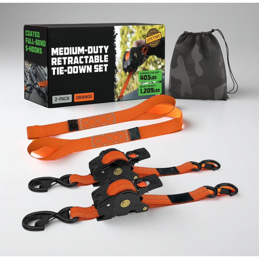Thermabuild | Heavy Duty Retractable Ratchet Straps for Cargo Security