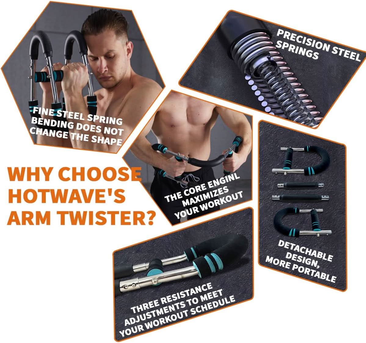 Thermabuild | Adjustable Power Twister – Strengthen Forearms, Triceps & Chest – Durable, Portable Strength Training Bar – Adjustable Resistance