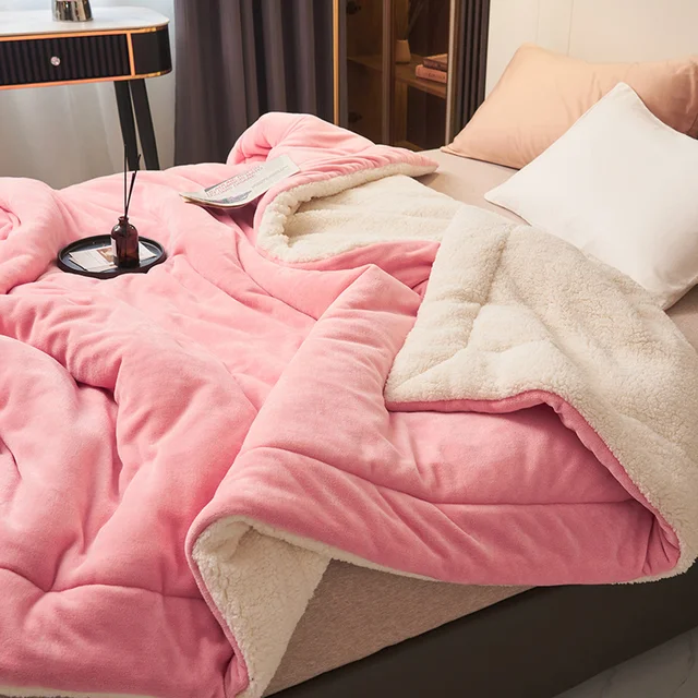 Thermabuild | Ultra Plush Throw Blanket with Soft Faux Fur and Sherpa Fleece Quilted Flannel Bed