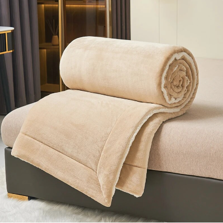 Thermabuild | Ultra Plush Throw Blanket with Soft Faux Fur and Sherpa Fleece Quilted Flannel Bed