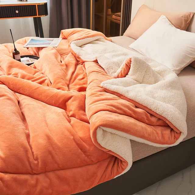 Thermabuild | Ultra Plush Throw Blanket with Soft Faux Fur and Sherpa Fleece Quilted Flannel Bed