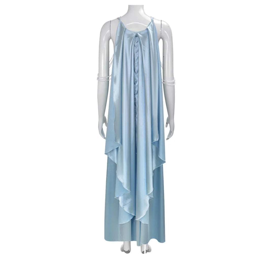Thermabuild | Women's Halloween Cosplay Princess Costume Dress with Satin Cape and Halter Neck for Fantasy Events