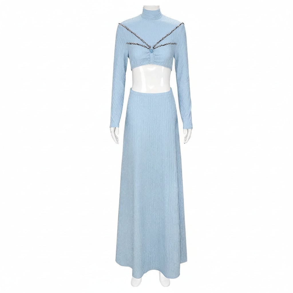 Thermabuild | Women's Halloween Cosplay Princess Costume Dress with Satin Cape and Halter Neck for Fantasy Events