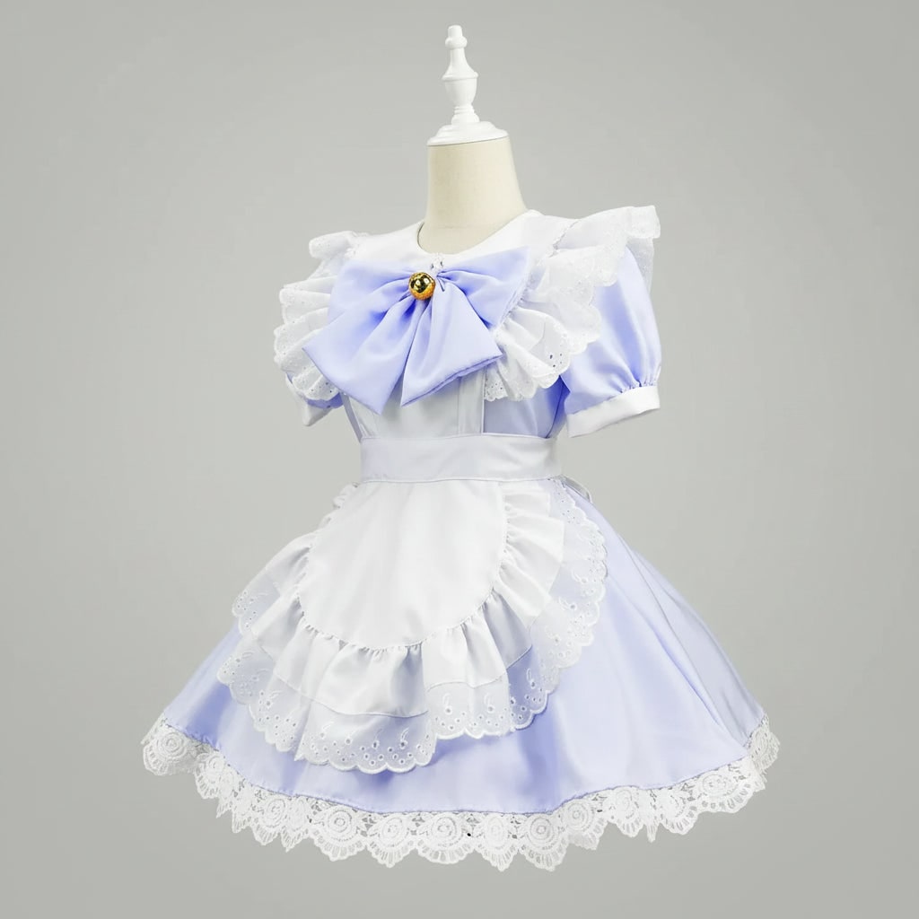 Thermabuild | Women's Halloween French Maid Costume Dress with Apron and Puff Sleeves for Plus Size Party