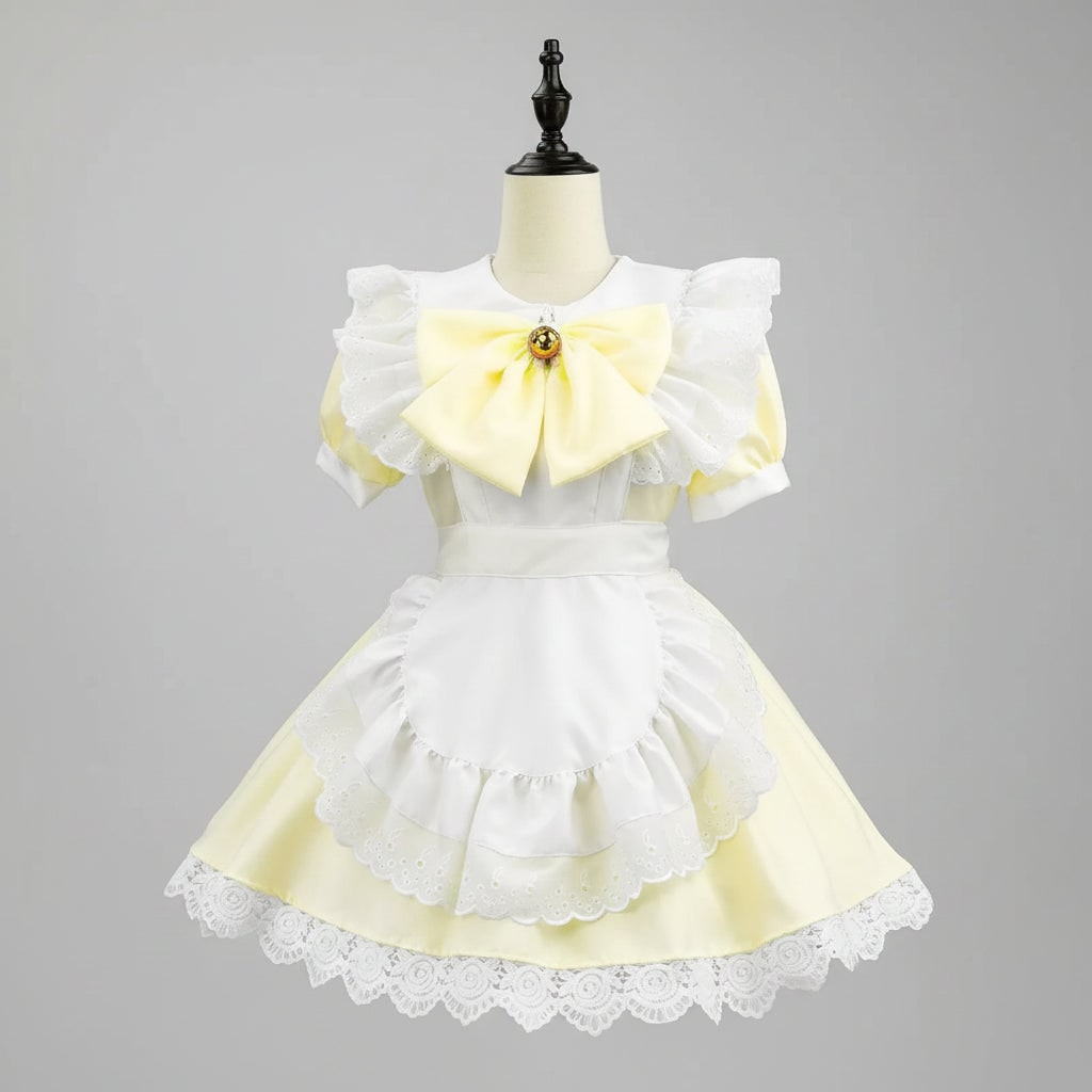 Thermabuild | Women's Halloween French Maid Costume Dress with Apron and Puff Sleeves for Plus Size Party