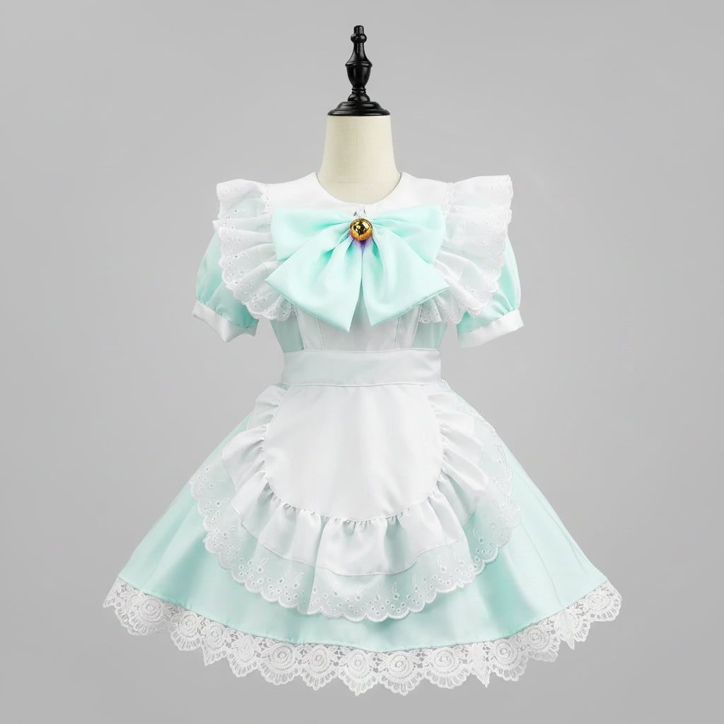 Thermabuild | Women's Halloween French Maid Costume Dress with Apron and Puff Sleeves for Plus Size Party