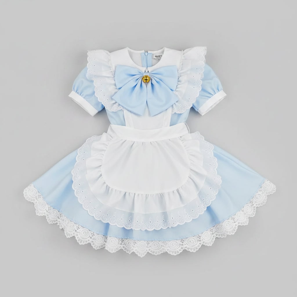 Thermabuild | Women's Halloween French Maid Costume Dress with Apron and Puff Sleeves for Plus Size Party