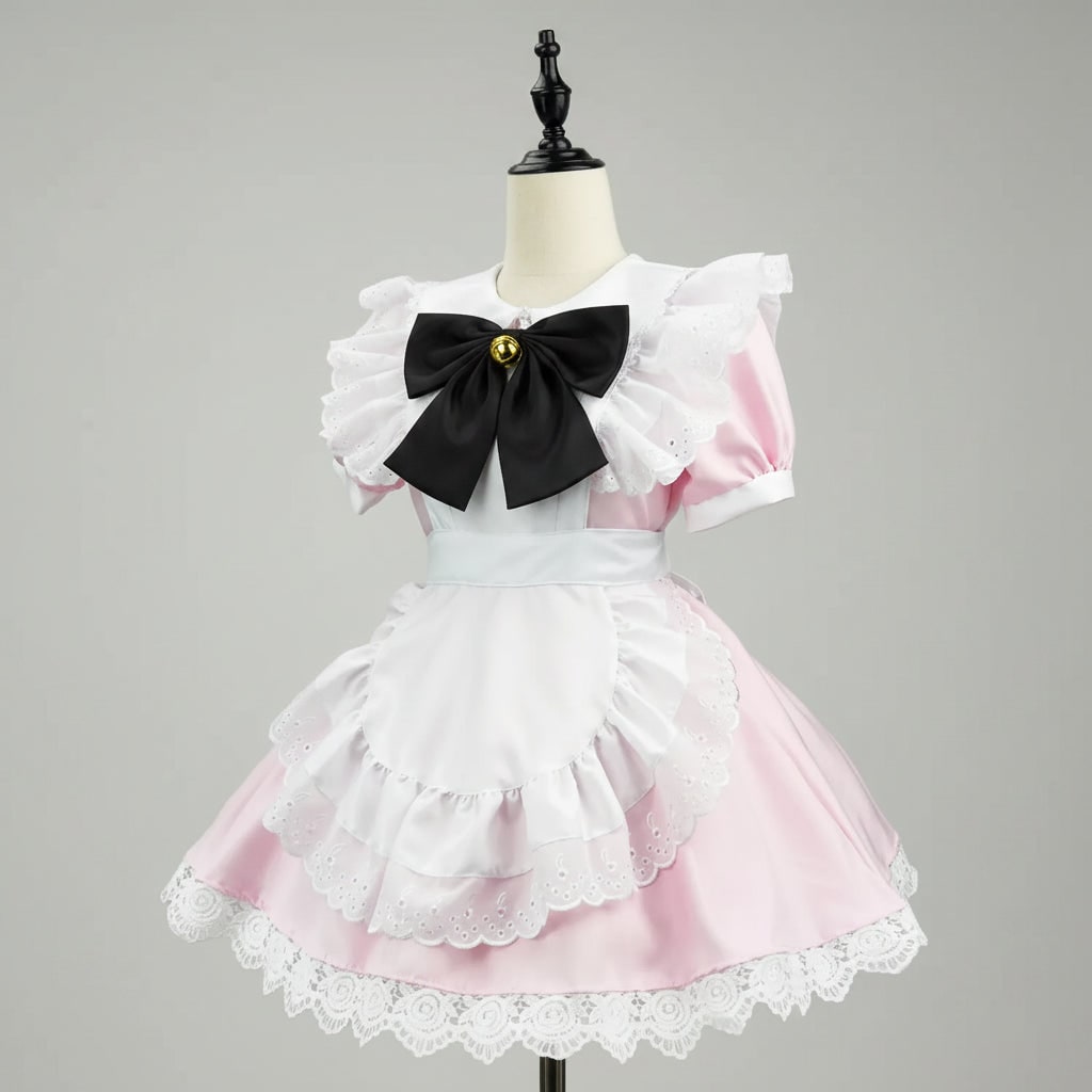 Thermabuild | Women's Halloween French Maid Costume Dress with Apron and Puff Sleeves for Plus Size Party