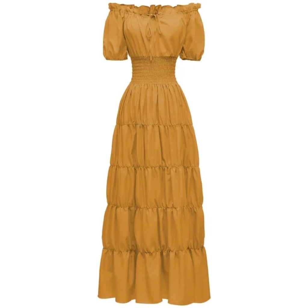 Thermabuild | Women's Halloween Maxi Dress Off-Shoulder Boho Peasant with Smocked Waist Dresses