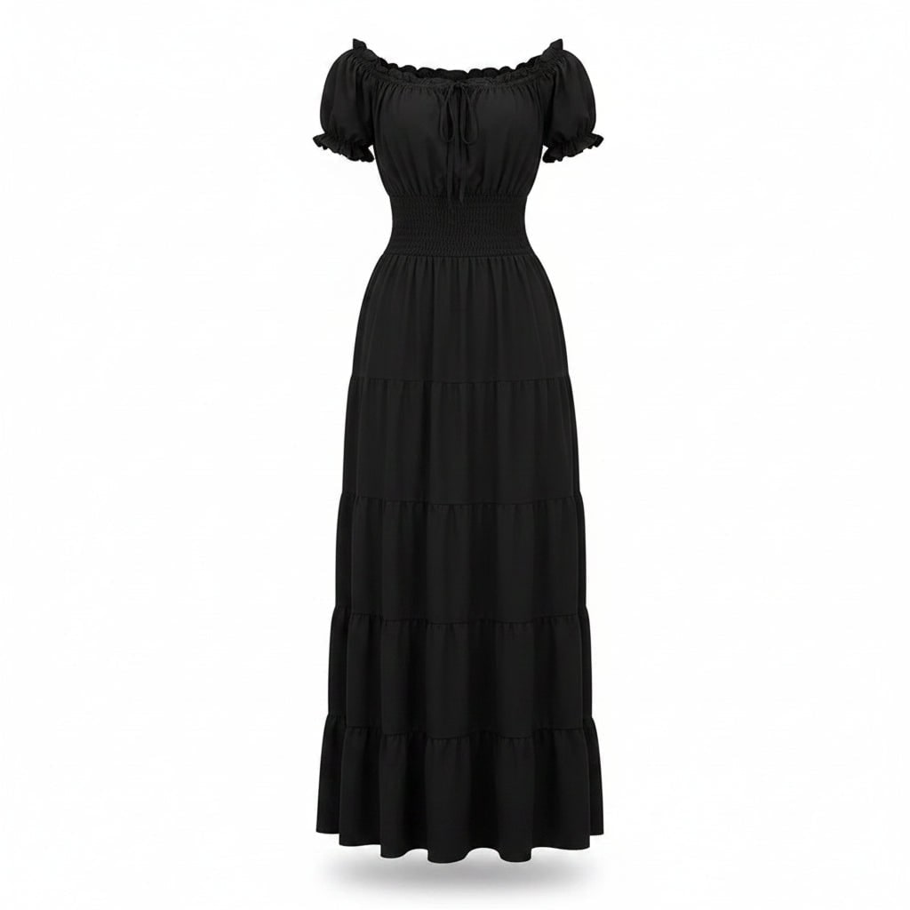 Thermabuild | Women's Halloween Maxi Dress Off-Shoulder Boho Peasant with Smocked Waist Dresses