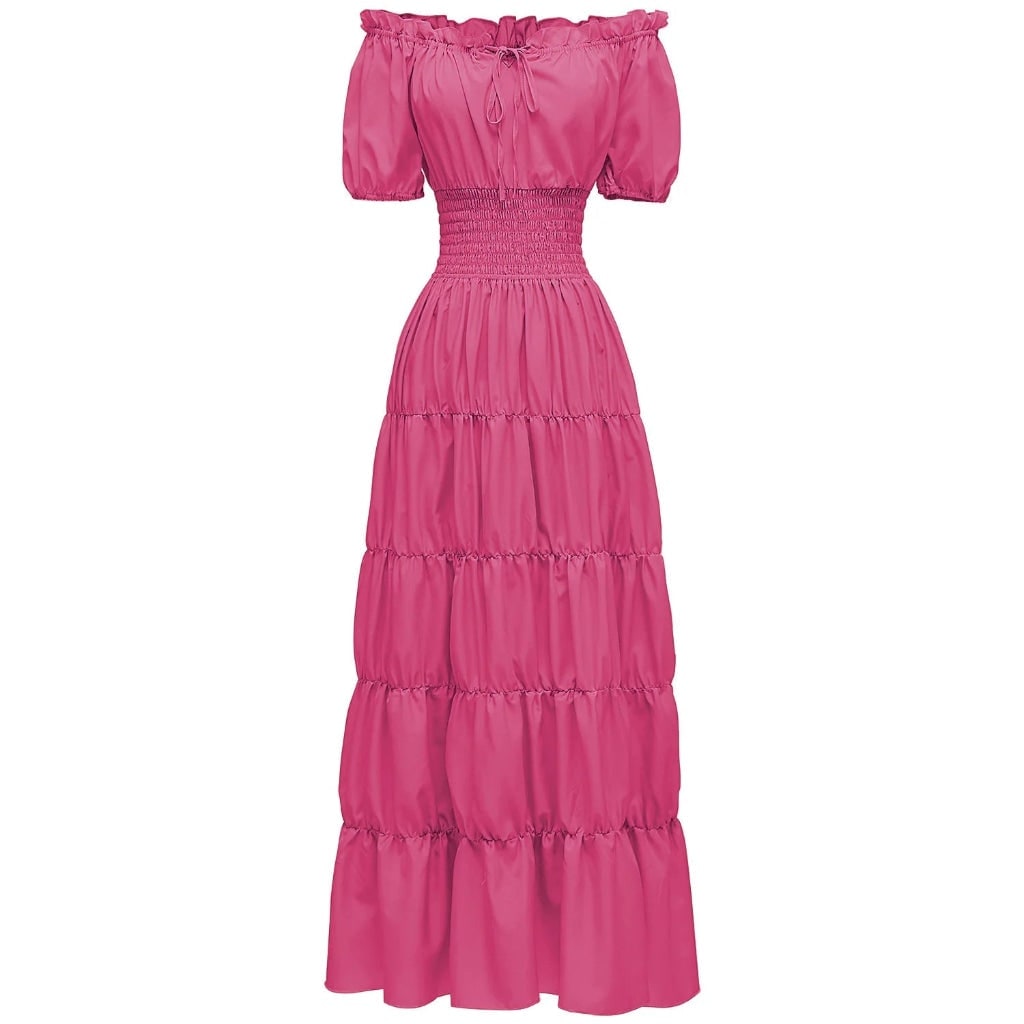 Thermabuild | Women's Halloween Maxi Dress Off-Shoulder Boho Peasant with Smocked Waist Dresses