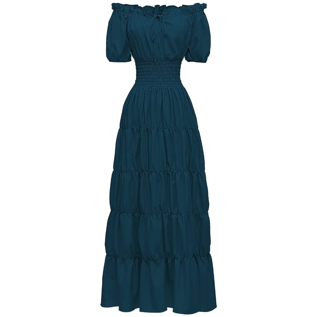 Thermabuild | Women's Halloween Maxi Dress Off-Shoulder Boho Peasant with Smocked Waist Dresses