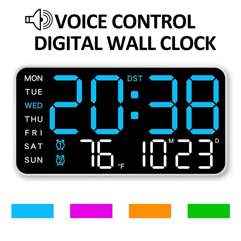Thermabuild | Digital Wall Clock with Remote, Dual Alarms & Temperature Display