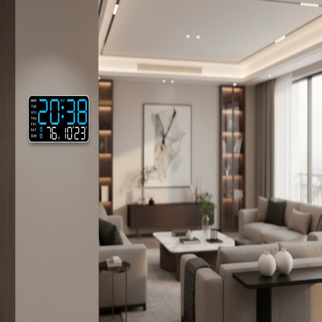 Thermabuild | Digital Wall Clock with Remote, Dual Alarms & Temperature Display