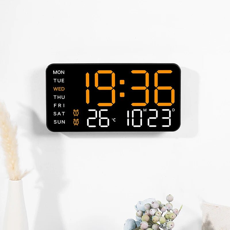 Thermabuild | Digital Wall Clock with Remote, Dual Alarms & Temperature Display