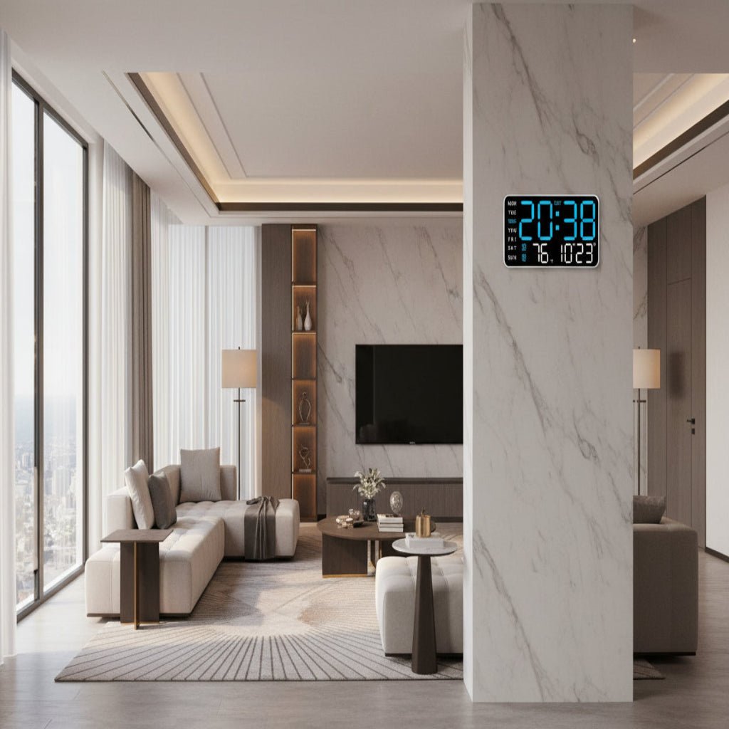 Thermabuild | Digital Wall Clock with Remote, Dual Alarms & Temperature Display