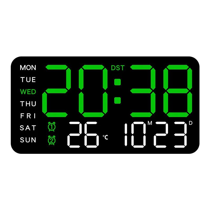 Thermabuild | Digital Wall Clock with Remote, Dual Alarms & Temperature Display
