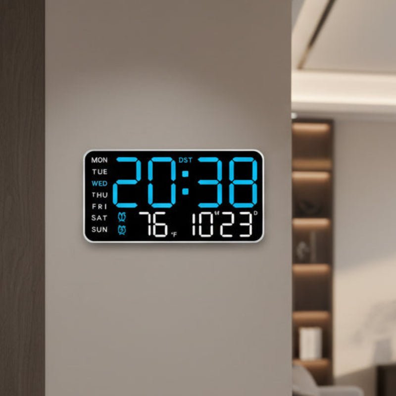 Thermabuild | Digital Wall Clock with Remote, Dual Alarms & Temperature Display